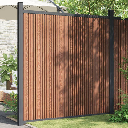 vidaXL Panneau de clôture avec 2 poteaux Marron 180x186 cm WPC