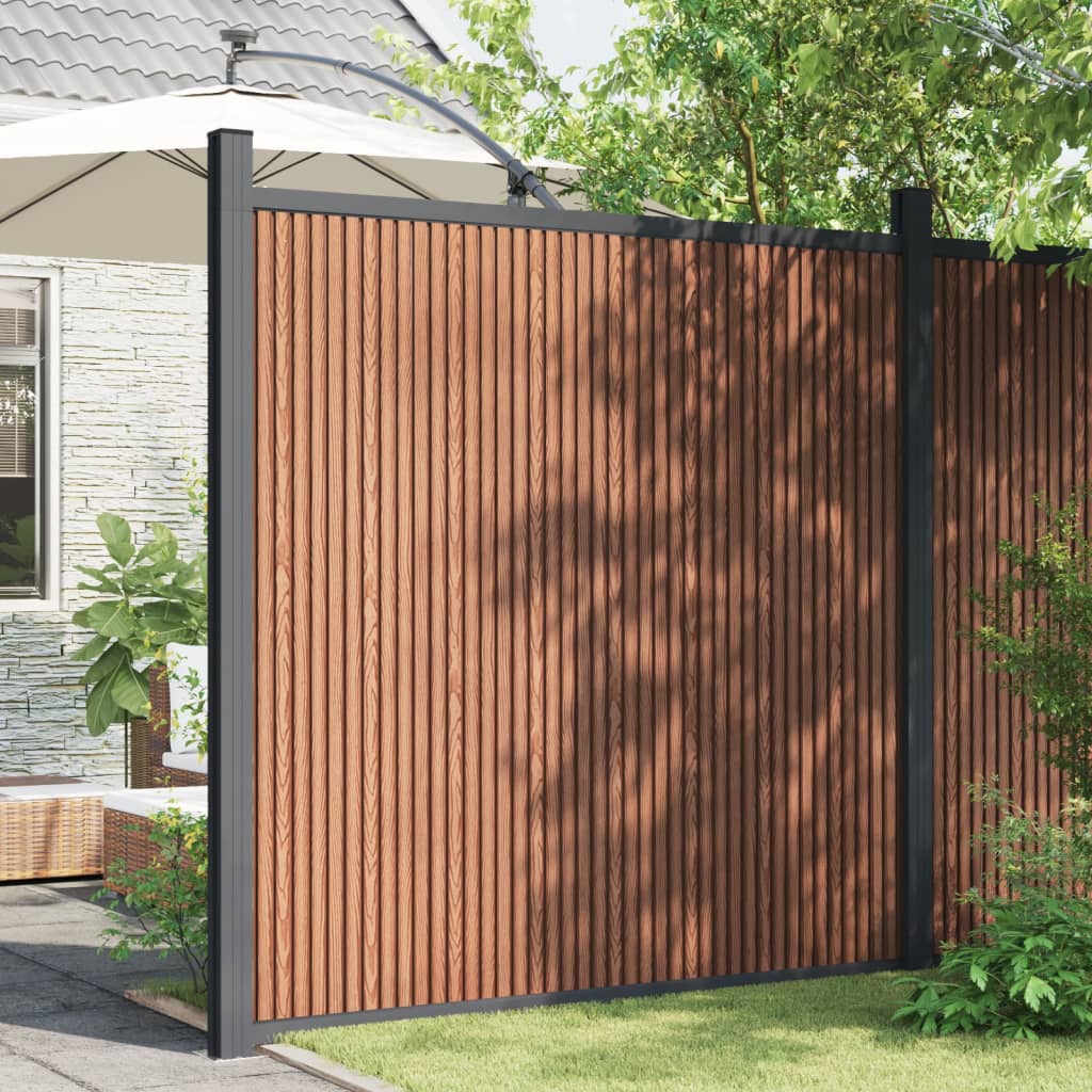 vidaXL Panneau de clôture avec 2 poteaux Marron 180x186 cm WPC