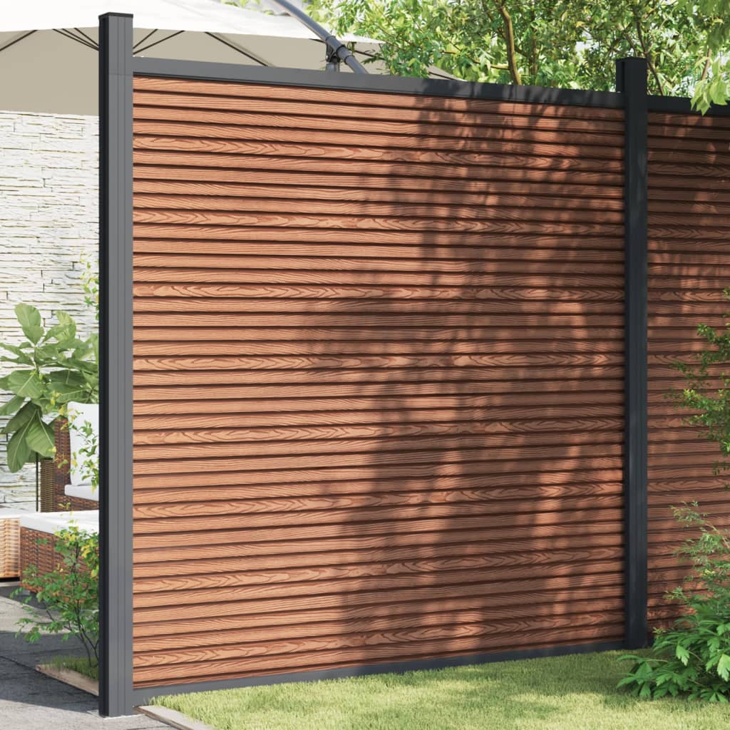 vidaXL Panneau de clôture avec 2 poteaux Marron 180x186 cm WPC