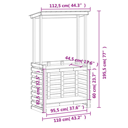 vidaXL Bar de jardin avec toit 112,5x57x195,5 cm Bois de pin massif