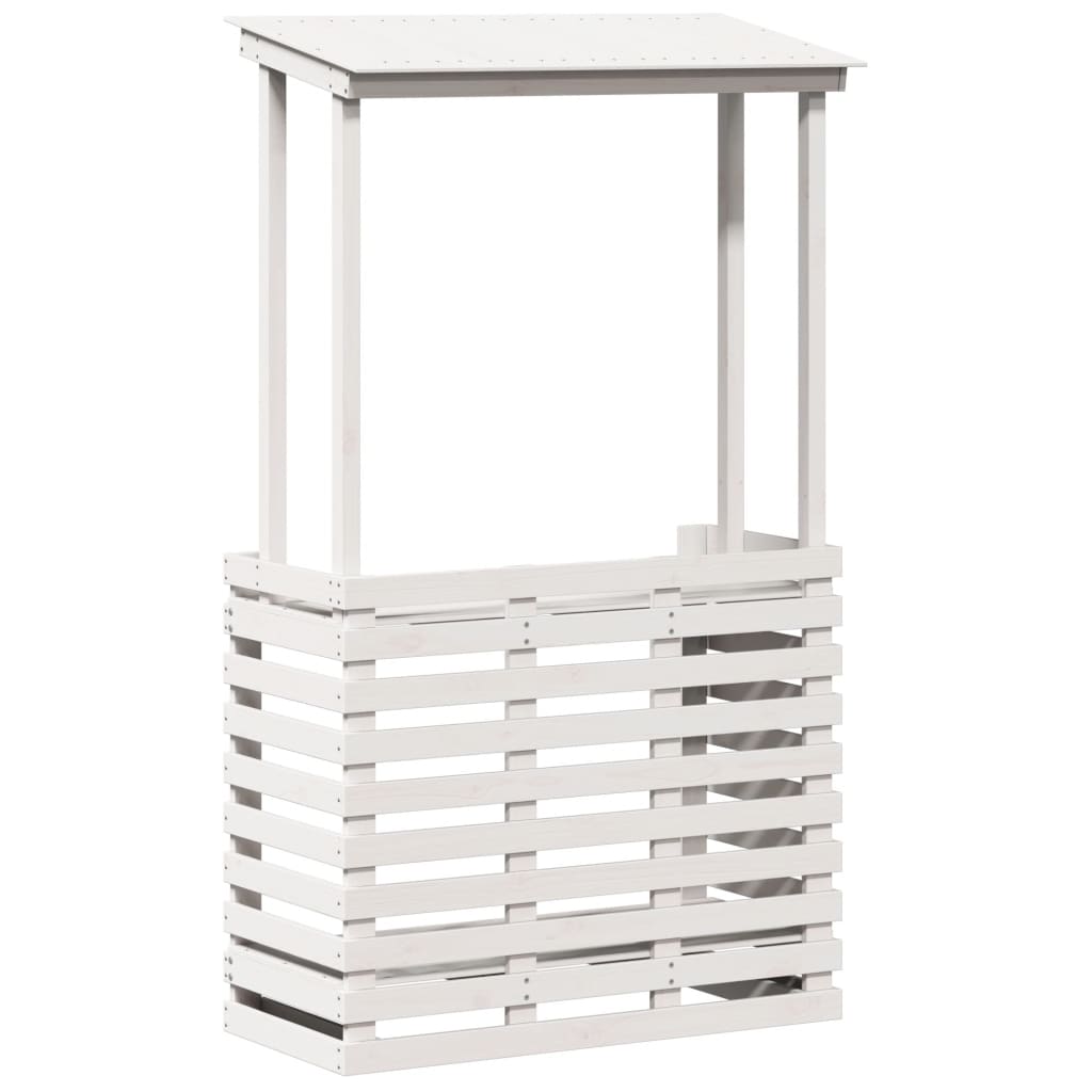 vidaXL Gartenbar mit Dach Weiß 112,5x57x195,5 cm Massivholz Kiefer