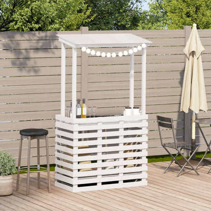 vidaXL Gartenbar mit Dach Weiß 112,5x57x195,5 cm Massivholz Kiefer