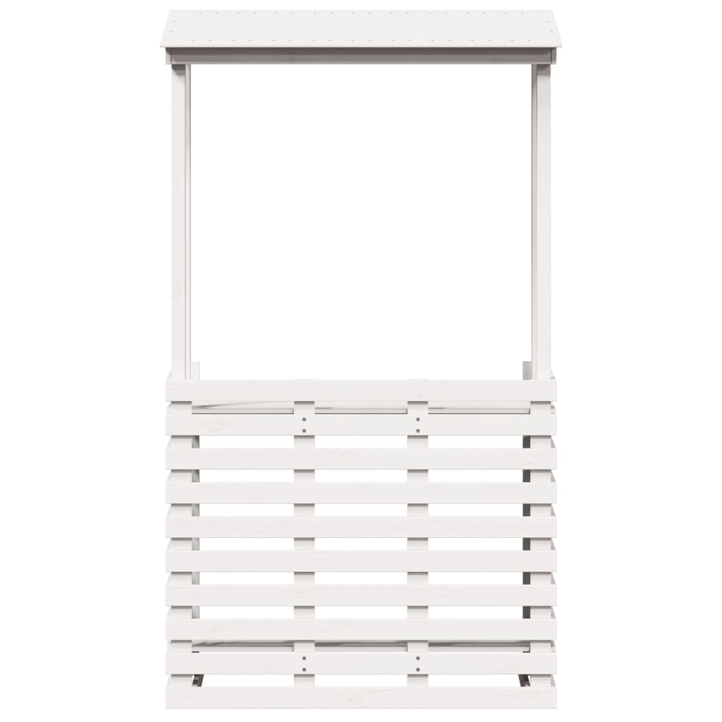 vidaXL Gartenbar mit Dach Weiß 112,5x57x195,5 cm Massivholz Kiefer