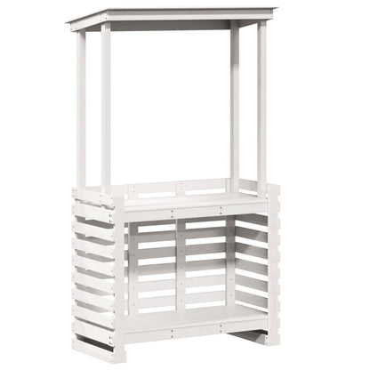 vidaXL Gartenbar mit Dach Weiß 112,5x57x195,5 cm Massivholz Kiefer