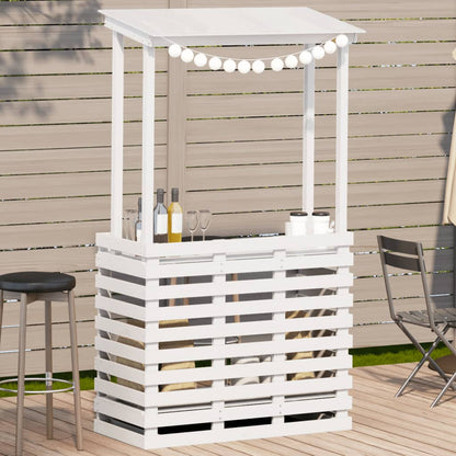 vidaXL Gartenbar mit Dach Weiß 112,5x57x195,5 cm Massivholz Kiefer