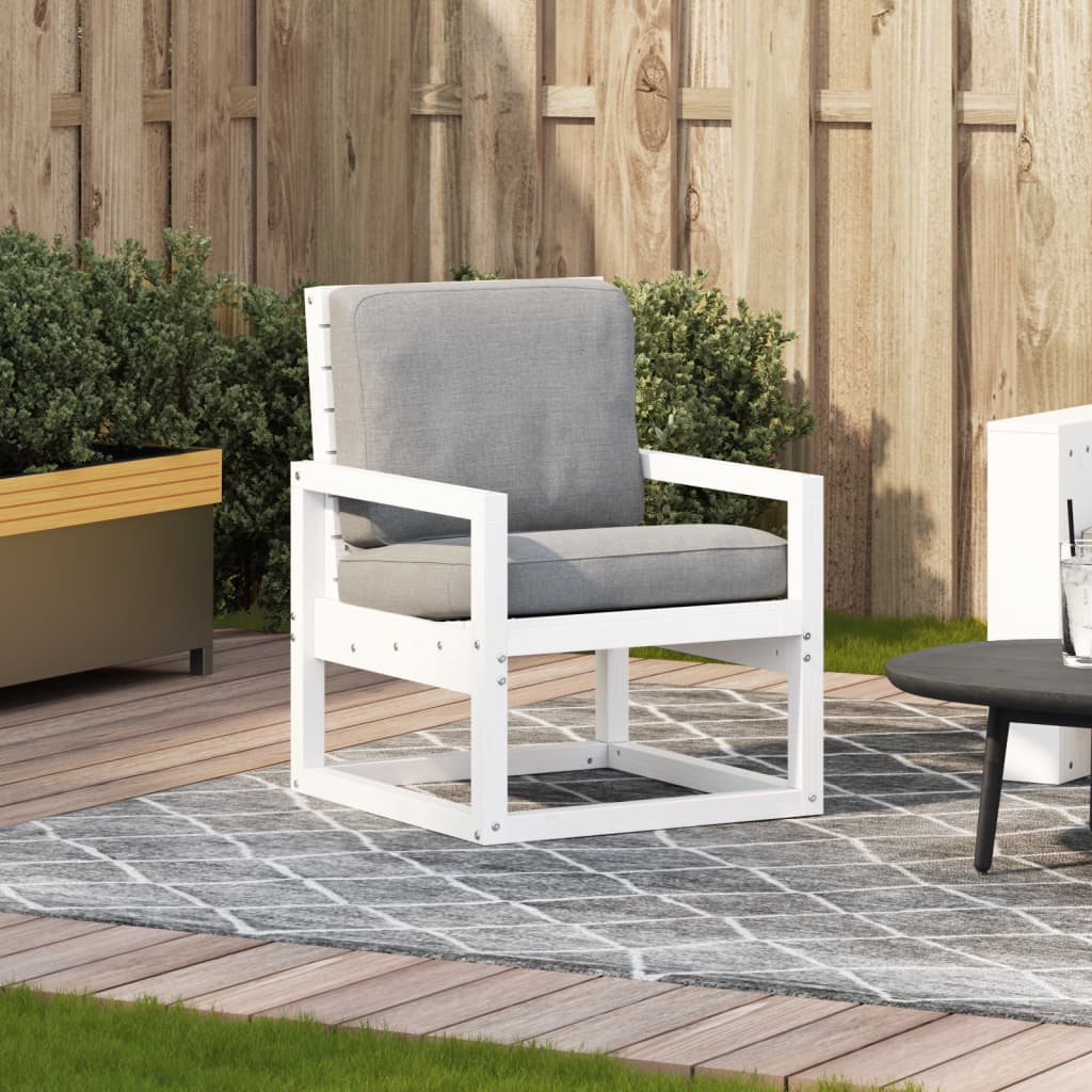 vidaXL Gartenstuhl Weiß 57,5x63x76 cm Massivholz Kiefer
