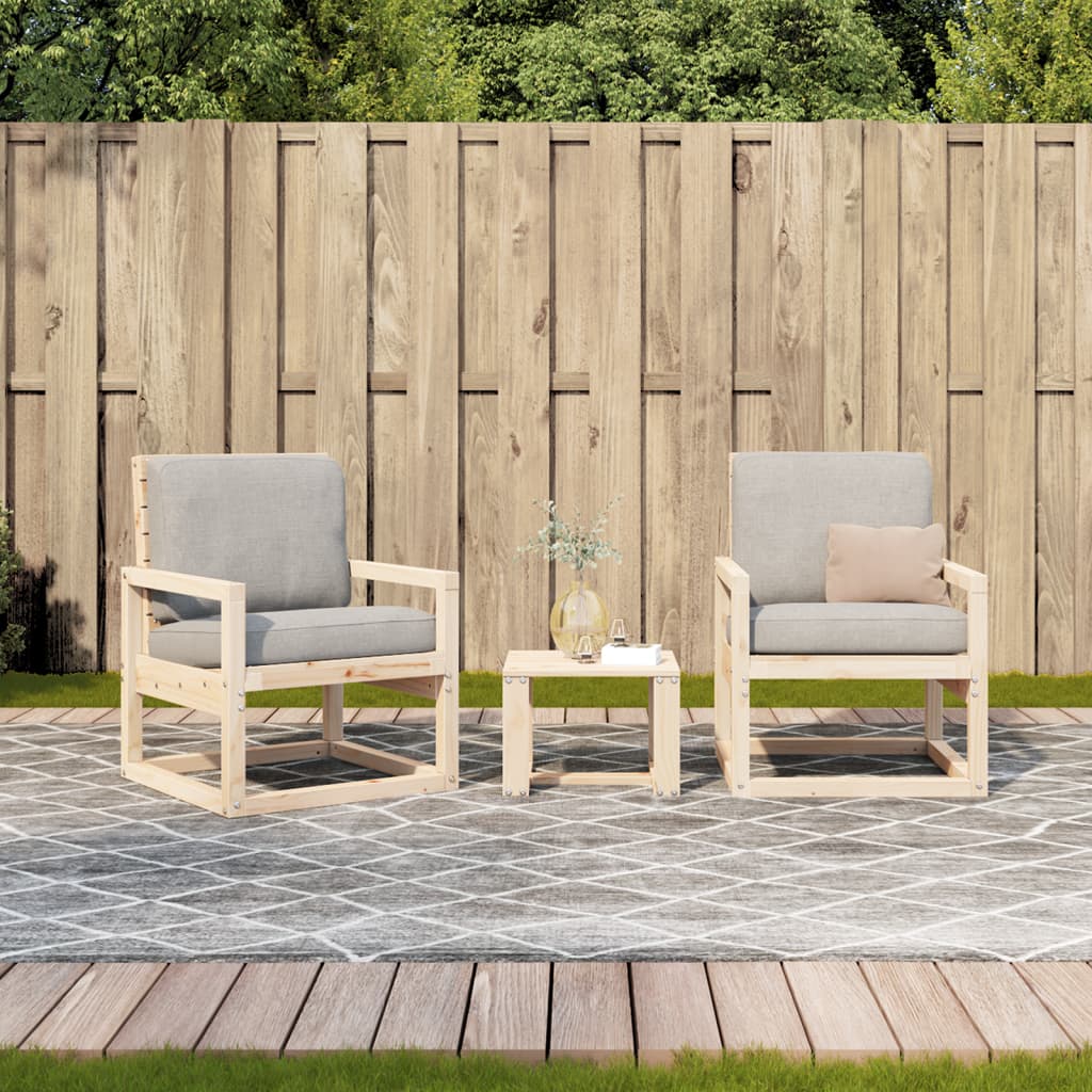 vidaXL Salon de jardin 3 pcs en bois de pin massif