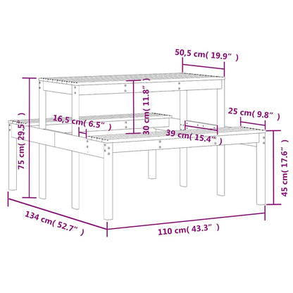 vidaXL Picknicktisch 110x134x75 cm Massivholz Douglasie