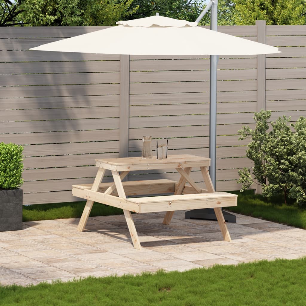 vidaXL Picknicktisch 105x134x75 cm Massivholz Kiefer