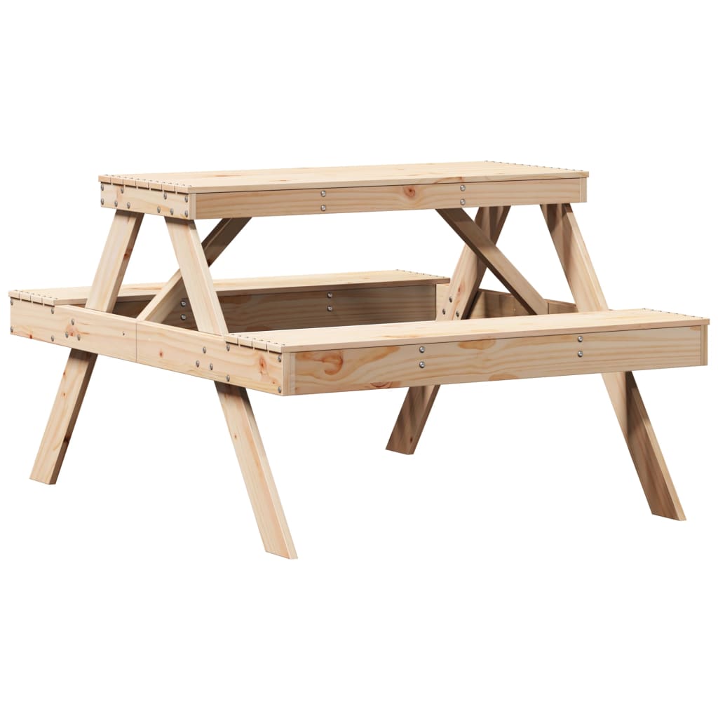 vidaXL Picknicktisch 105x134x75 cm Massivholz Kiefer