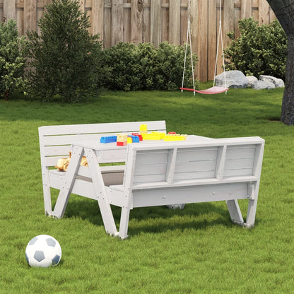 vidaXL Picknicktisch für Kinder Weiß 88x122x58 cm Massivholz Kiefer