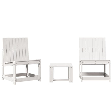 vidaXL Ensemble de jardin 3 pcs Blanc Bois de pin massif