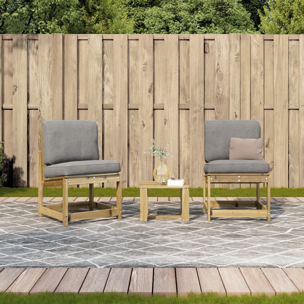 vidaXL Salon de jardin 3 pièces en pin imprégné