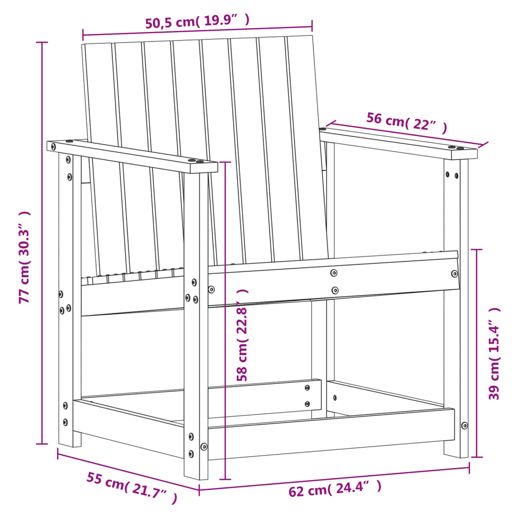 vidaXL Gartenstuhl Weiß 62x56x77 cm Massivholz Kiefer