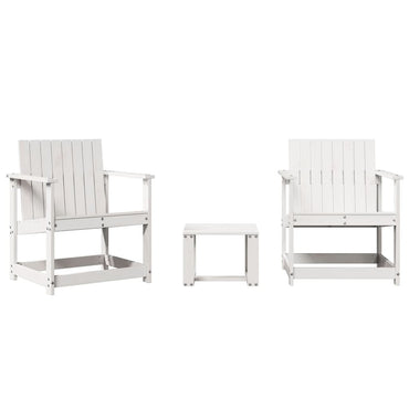 vidaXL Ensemble de jardin 3 pcs Blanc Bois de pin massif