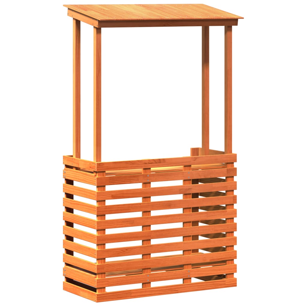 vidaXL Bar de jardin avec toit Bois de pin massif Marron 112,5x57x195,5 cm