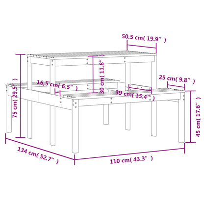 vidaXL Picknicktisch Wachsbraun 110x134x75 cm Massivholz Kiefer
