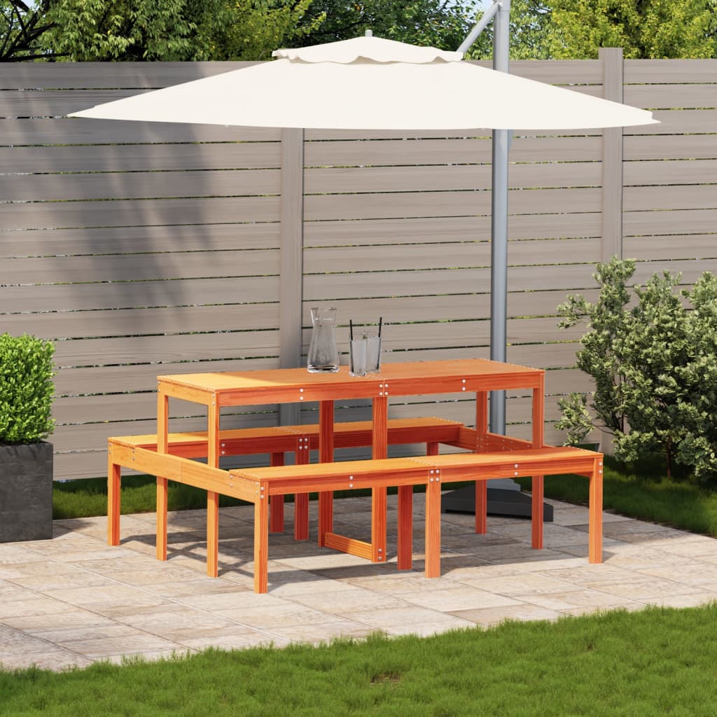vidaXL Picknicktisch Wachsbraun 160x134x75 cm Massivholz Kiefer