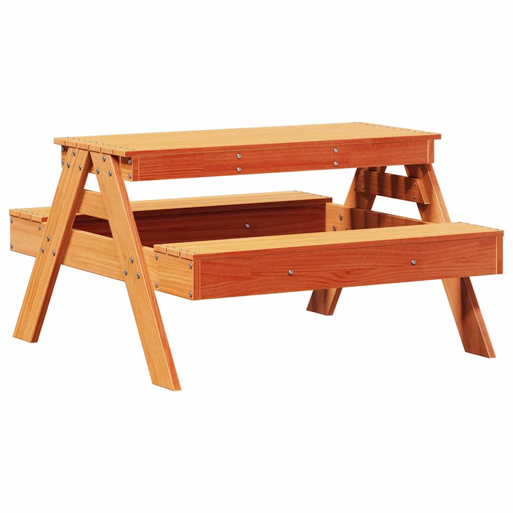 vidaXL Table de pique-nique pour enfants marron ciré 88x97x52 cm Bois massif