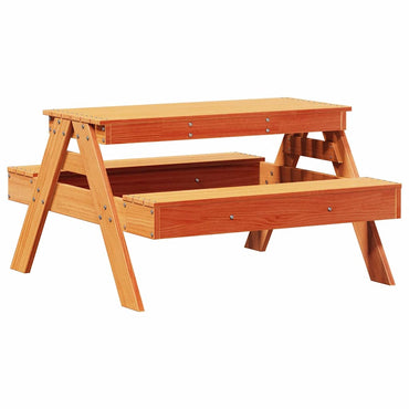 vidaXL Table de pique-nique pour enfants marron ciré 88x97x52 cm Bois massif