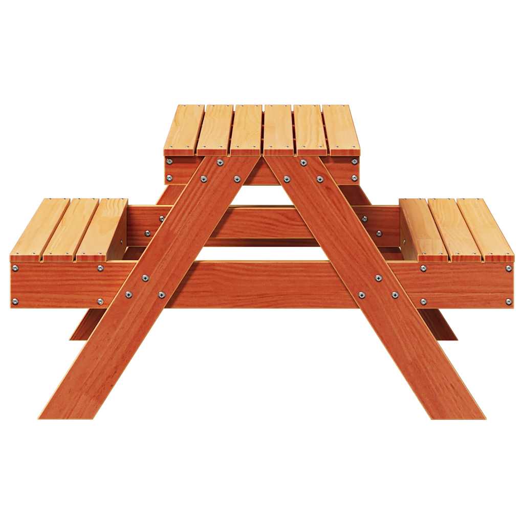 vidaXL Table de pique-nique pour enfants marron ciré 88x97x52 cm Bois massif