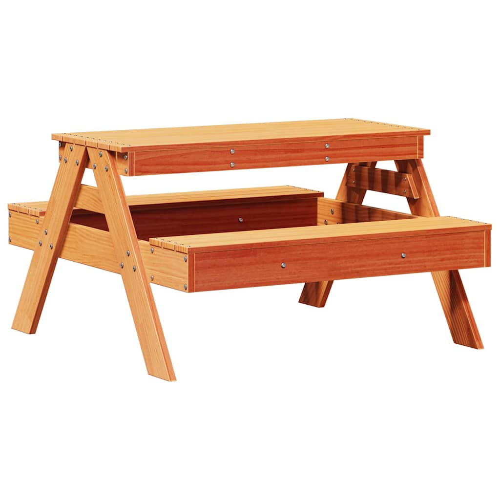 vidaXL Table de pique-nique pour enfants marron ciré 88x97x52 cm Bois massif