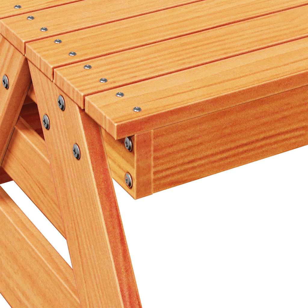 vidaXL Table de pique-nique pour enfants marron ciré 88x97x52 cm Bois massif