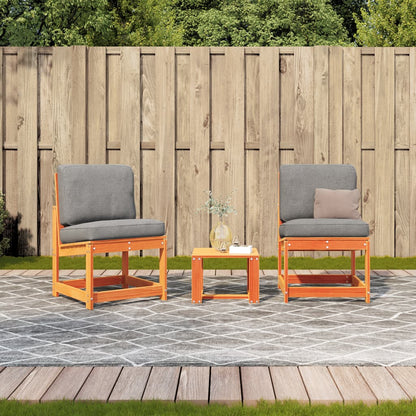 vidaXL 3-tlg. Garten-Lounge-Set Wachsbraun Massivholz Kiefer