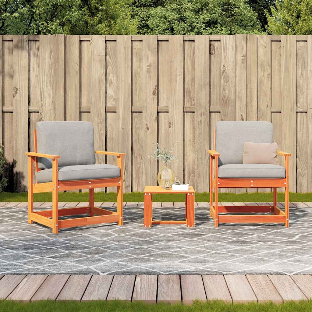vidaXL 3-tlg. Garten-Lounge-Set Wachsbraun Massivholz Kiefer