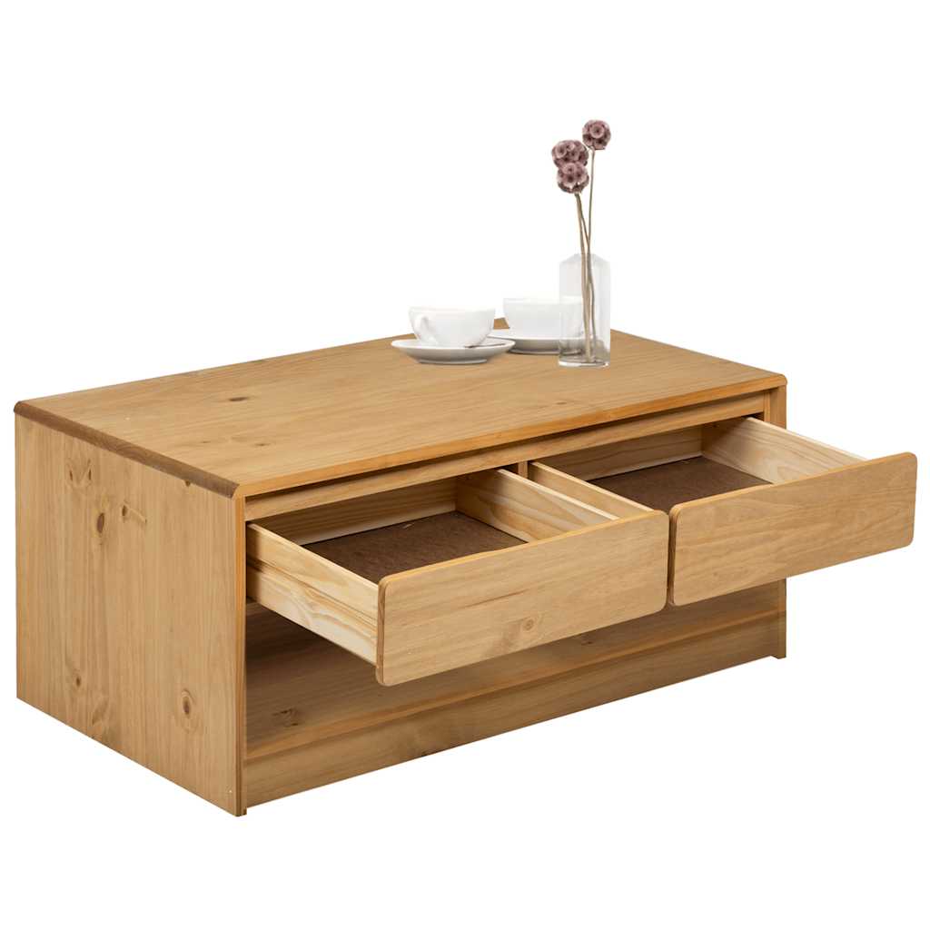 vidaXL Couchtisch SAUDA Eiche-Optik 99x55x45 cm Massivholz Kiefer