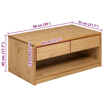 vidaXL Couchtisch SAUDA Eiche-Optik 99x55x45 cm Massivholz Kiefer