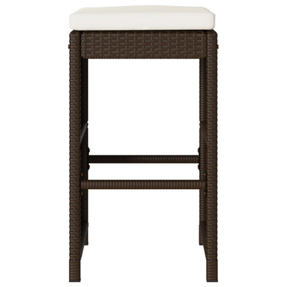 vidaXL Garten-Barhocker mit Kissen 2 Stk. Braun Poly Rattan