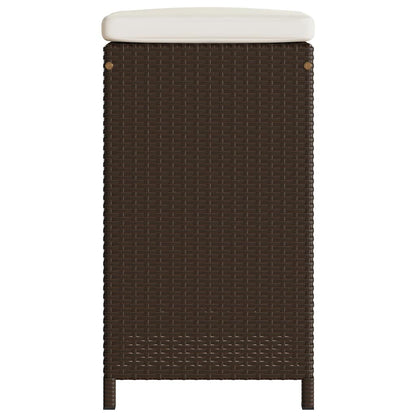 vidaXL Garten-Barhocker mit Kissen 2 Stk. Braun Poly Rattan