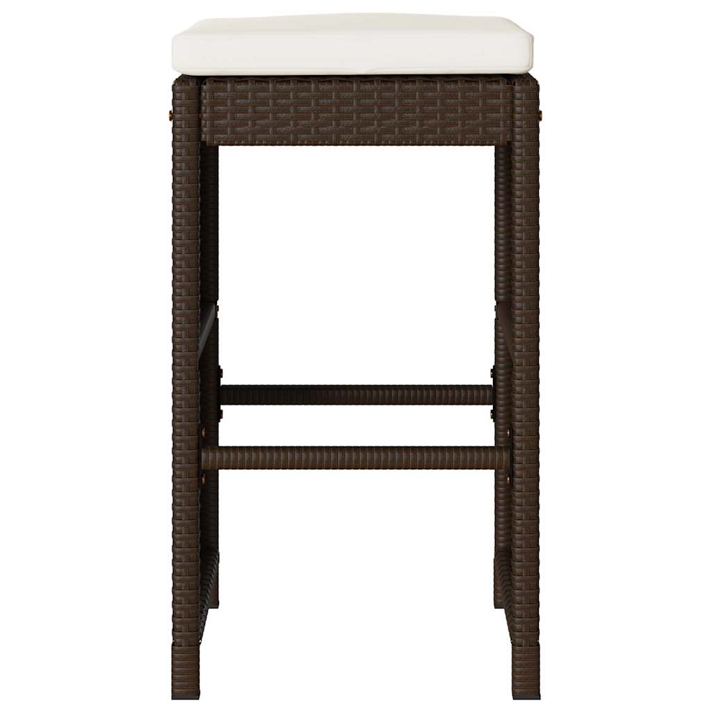 vidaXL Garten-Barhocker mit Kissen 4 Stk. Braun Poly Rattan