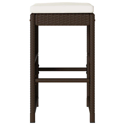 vidaXL Garten-Barhocker mit Kissen 4 Stk. Braun Poly Rattan