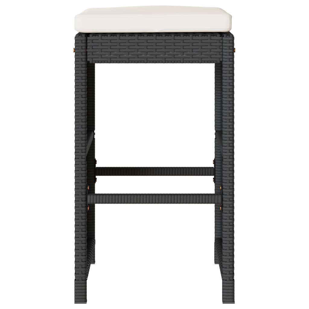 vidaXL Garten-Barhocker mit Kissen 4 Stk. Schwarz Poly Rattan