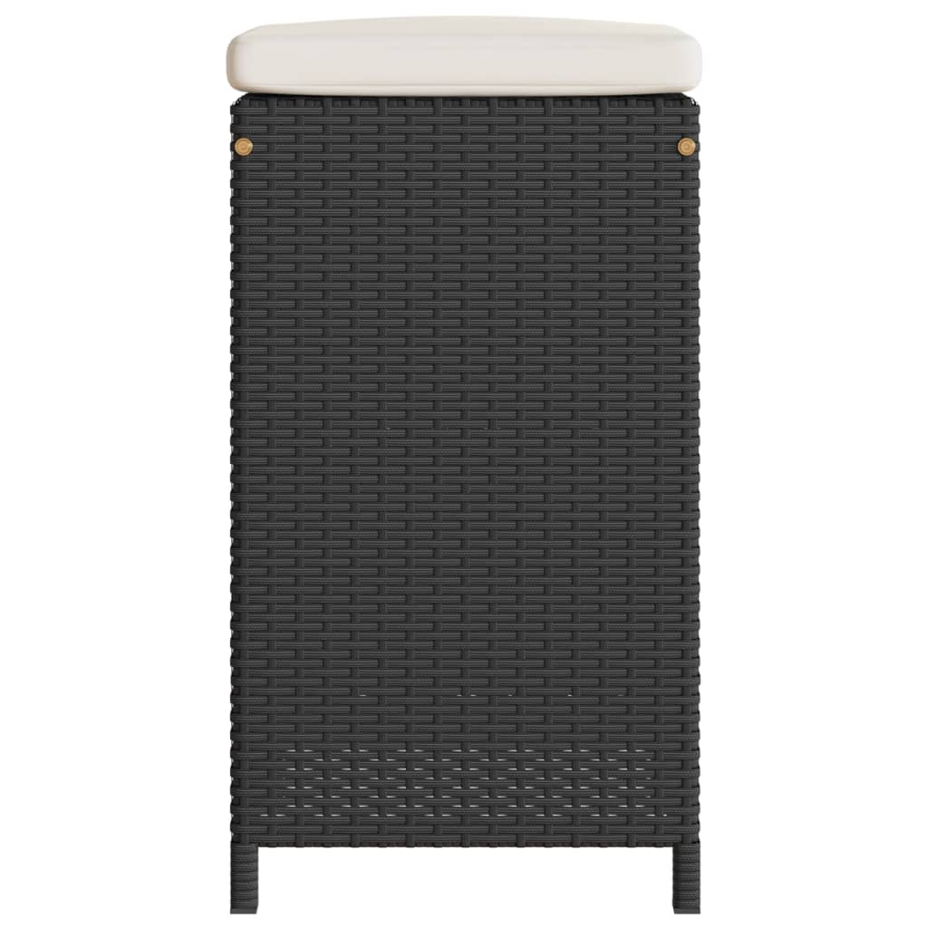 vidaXL Garten-Barhocker mit Kissen 4 Stk. Schwarz Poly Rattan