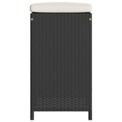 vidaXL Garten-Barhocker mit Kissen 4 Stk. Schwarz Poly Rattan