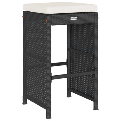 vidaXL Garten-Barhocker mit Kissen 4 Stk. Schwarz Poly Rattan