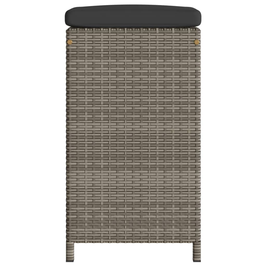 vidaXL Garten-Barhocker mit Kissen 4 Stk. Grau Poly Rattan