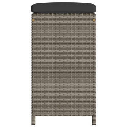 vidaXL Garten-Barhocker mit Kissen 4 Stk. Grau Poly Rattan