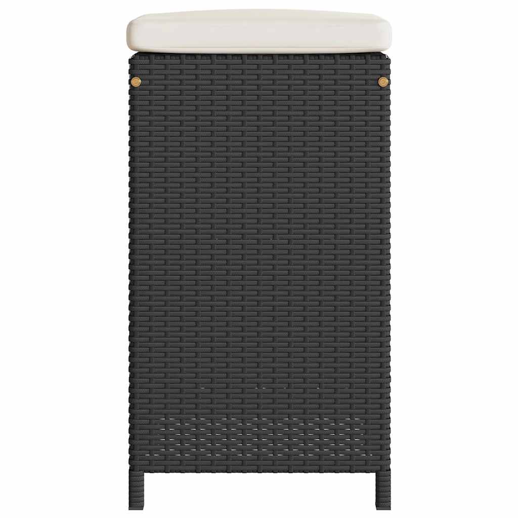 vidaXL Garten-Barhocker mit Kissen 6 Stk. Schwarz Poly Rattan