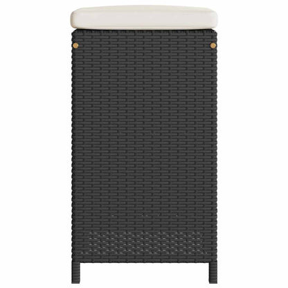 vidaXL Garten-Barhocker mit Kissen 6 Stk. Schwarz Poly Rattan