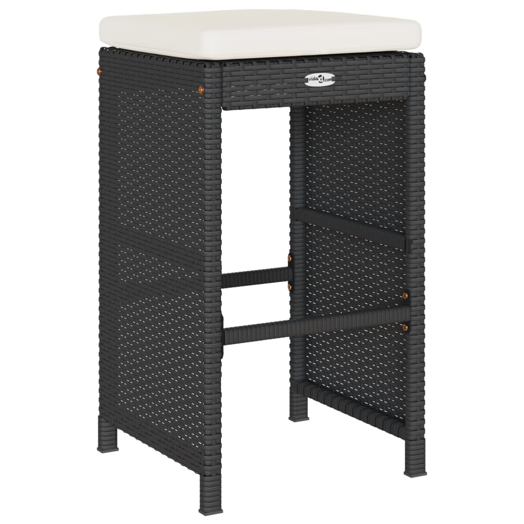 vidaXL Garten-Barhocker mit Kissen 6 Stk. Schwarz Poly Rattan