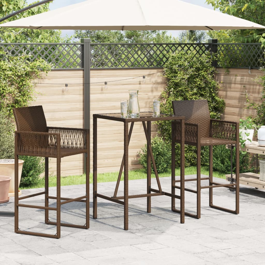 vidaXL Table de bar de jardin marron 70x70x110 cm en résine tressée