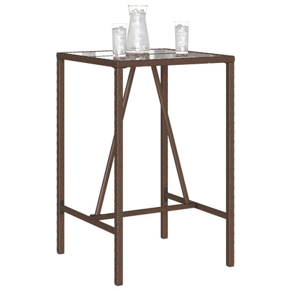 vidaXL Table de bar de jardin marron 70x70x110 cm en résine tressée