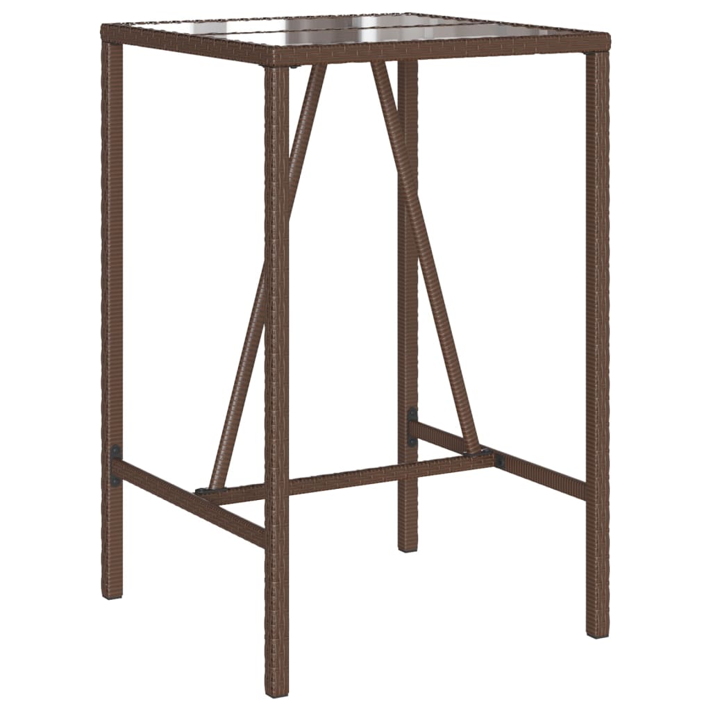 vidaXL Table de bar de jardin marron 70x70x110 cm en résine tressée