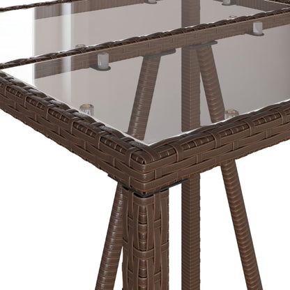 vidaXL Table de bar de jardin marron 70x70x110 cm en résine tressée