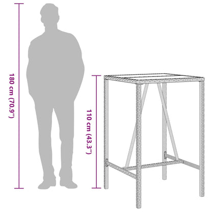 vidaXL Table de bar de jardin marron 70x70x110 cm en résine tressée
