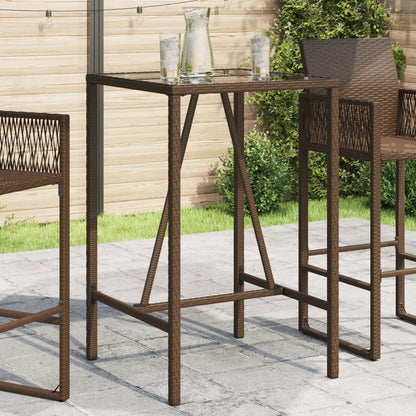 vidaXL Table de bar de jardin marron 70x70x110 cm en résine tressée